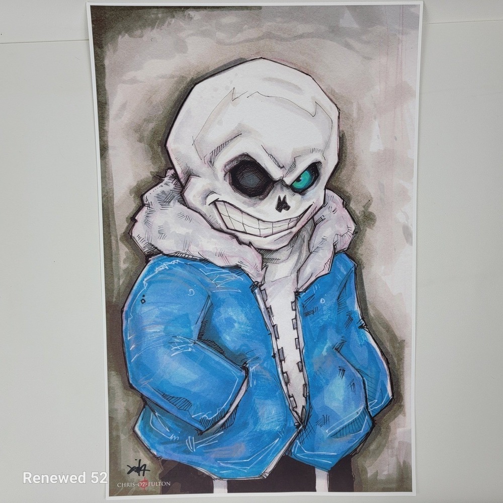 Undertale Sans Art Print Chris Oz Fulton Signed Skull Gaming Poster Comic Con